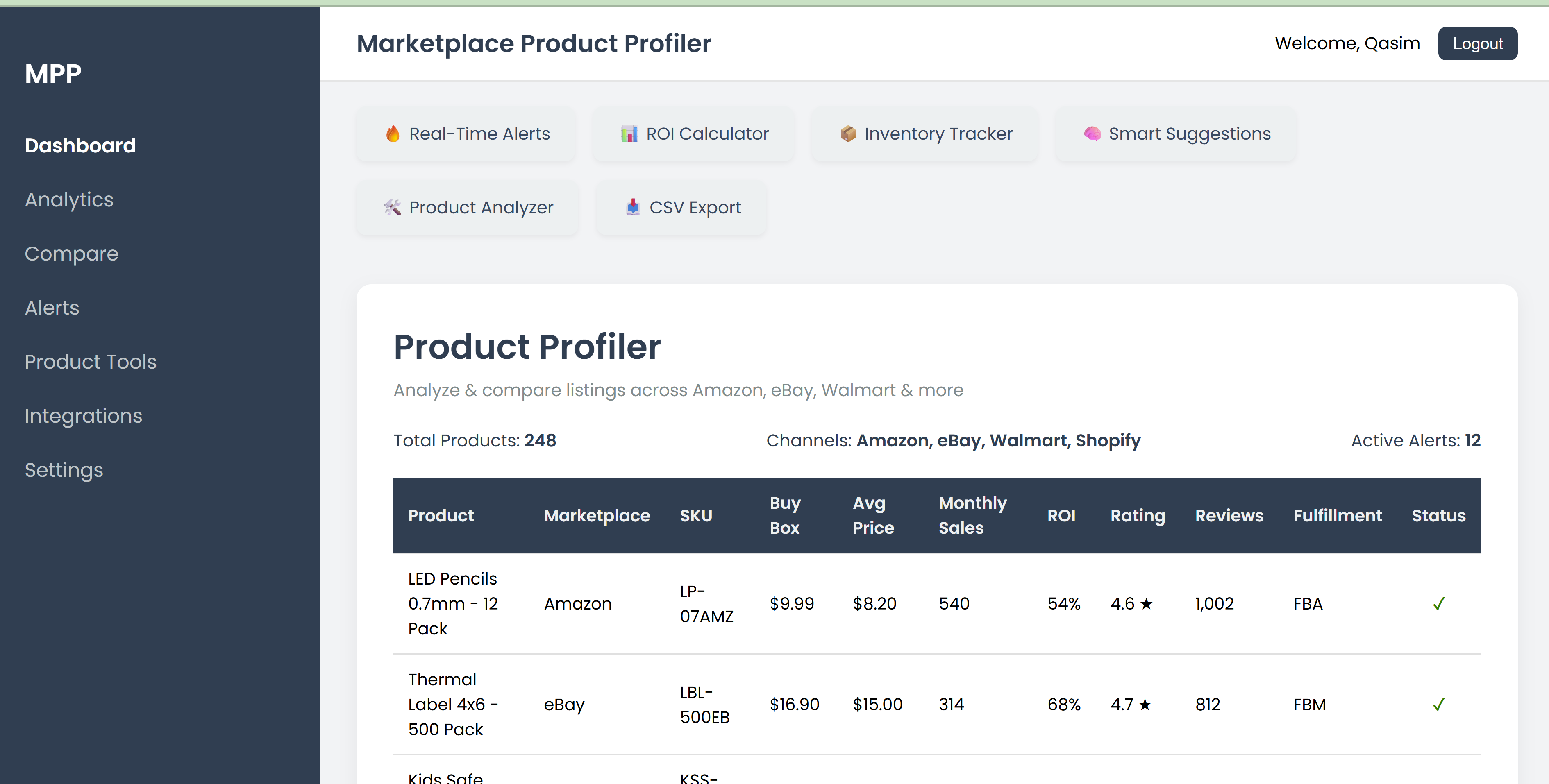 Marketplace Product Profiler screenshot